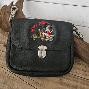 Vintage 1995 Betty Boop Black Pebble Leather Belt Loop Pouch